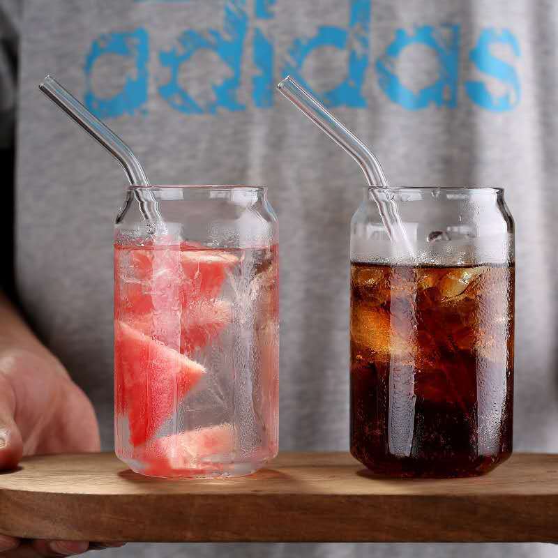 Creative Glass Cup Heat-Resistant Transparent Cola Cup Drink Milk Tea Juice Cup Lemon Soda Cup Personalized Drinking Cup