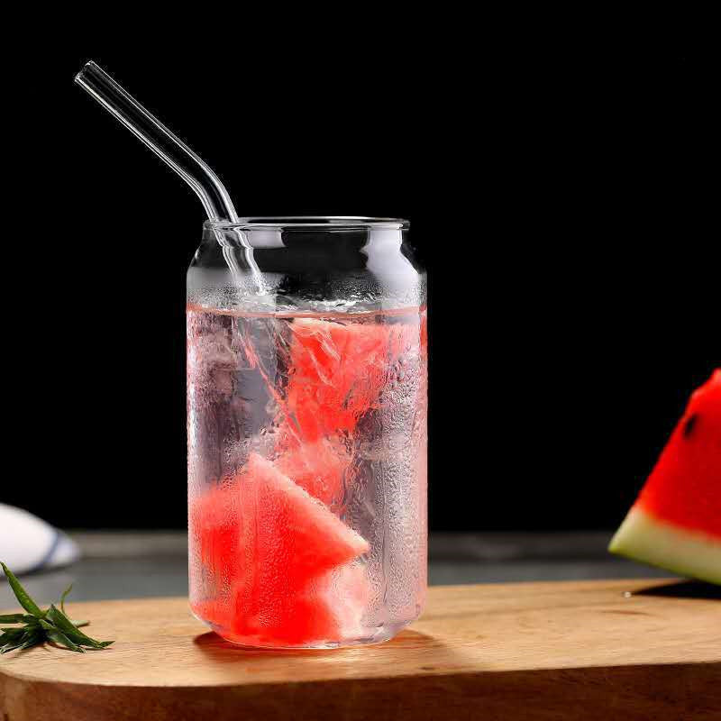 Creative Glass Cup Heat-Resistant Transparent Cola Cup Drink Milk Tea Juice Cup Lemon Soda Cup Personalized Drinking Cup