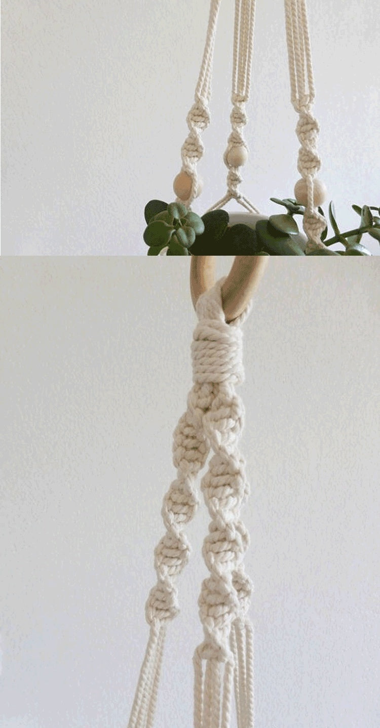 Woven tapestry rope basket