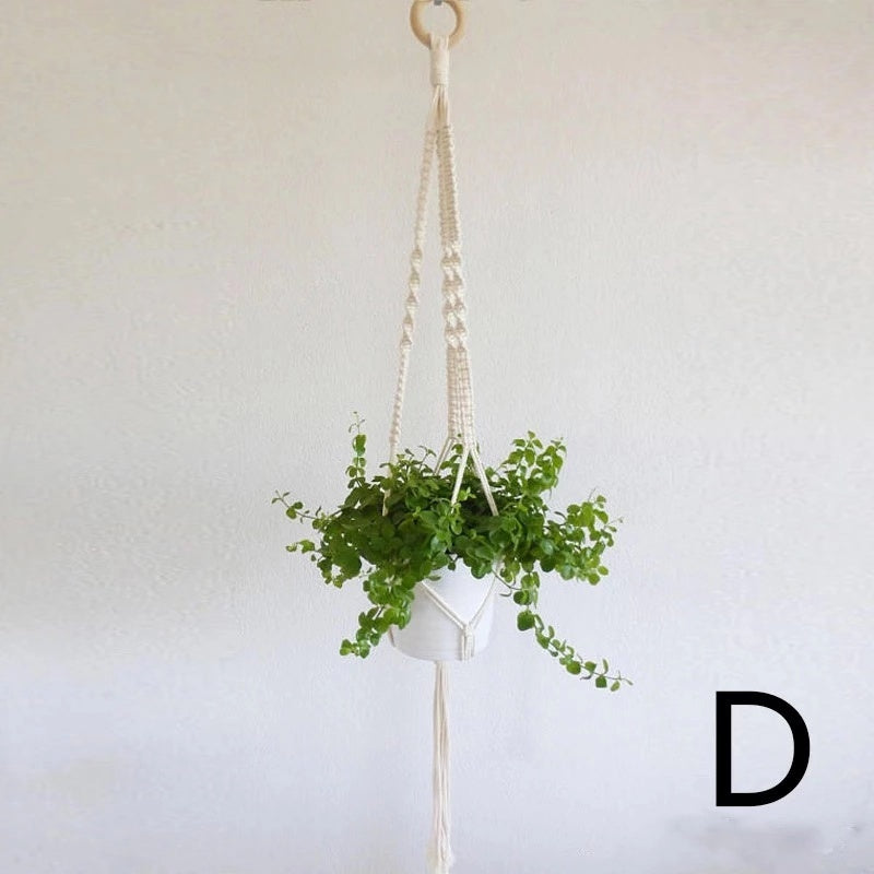 Woven tapestry rope basket