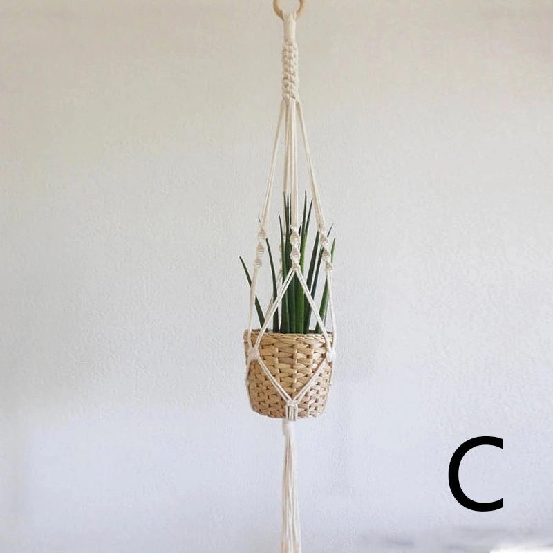 Woven tapestry rope basket